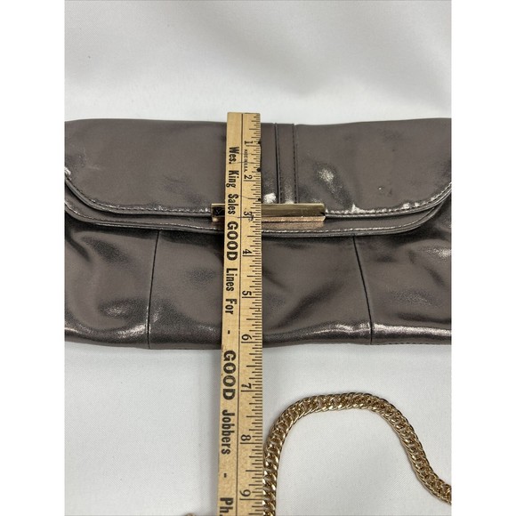 Expression Iridescent Silver￼ Purse Folds To Clutch Shoulder Bag Chain Magnet - Picture 4 of 8